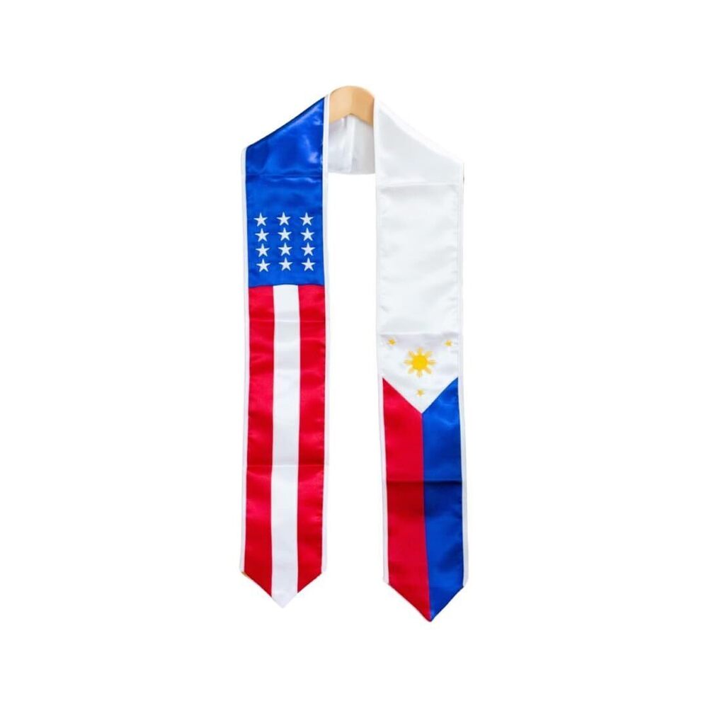 9109 Philippines Flag Embroidered Graduation Stole Sash Scarf